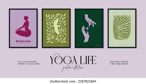 Abstract Poster With Woman Silhouette In Yoga Pose For Wall Art Gallery