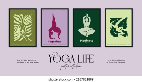 Abstract Poster With Woman Silhouette In Yoga Pose For Wall Art Gallery