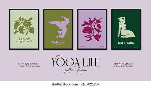 Abstract Poster With Woman Silhouette In Yoga Pose For Wall Art Gallery