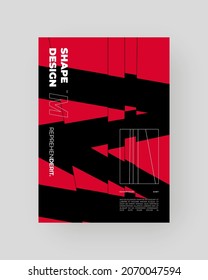 Abstract PosterDesign. Minimal illustration on vertical A4 format. Chopped, cut, glitch effect. Broken letter composition.