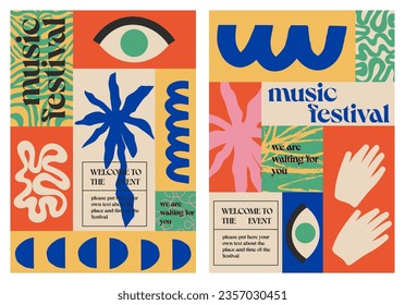 Abstract posters for art and music festivals. Vector modern backgrounds