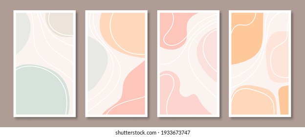 Abstract posters art set with boho style vector illustrations. Perfect for greeting card, poster, banner, flyer, social media post, feed, story, fleet.