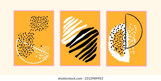 Abstract posters. Banner with geometric shapes . Set of vector illustrations. Modern painting for interior.