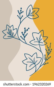 Abstract  posters with bitter herbs Calumba (Jateorhiza palmata). Abstract geometric elements and flowers, leaves and berries. Great design for social media, postcards, print.