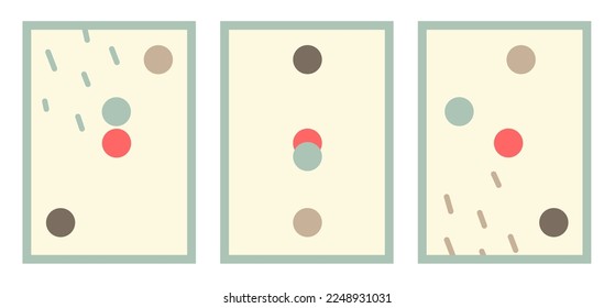 Abstract posters with circles. Vector illustration of round shapes of retro colors. Interior design.