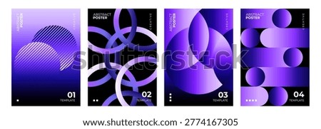 Abstract Posters Collection. Vibrant gradient circle shapes. Creative futuristic graphic designs. Vector illustration.