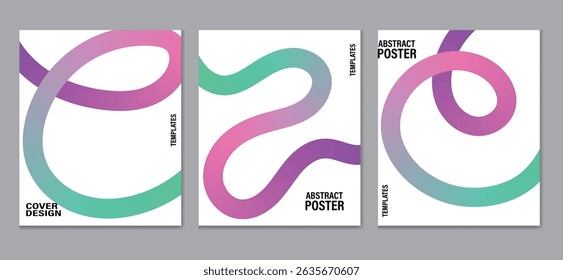 Abstract posters with colorful gradient curves on clean white backgrounds. Perfect for modern branding, music,cover ,presentations, or creative layouts.