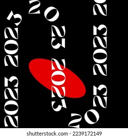 Diseño de afiches abstractos 2023. Plantilla de año nuevo brutalista vertical. Cartel moderno. Ilustración vectorial mínima con logotipo tipográfico. Fondo moderno minimalista para portada, pancarta y tarjeta