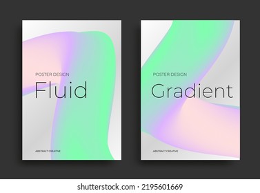 Abstract Posters Design with foil color shapes. Liquid 3D gradient wave. Vector illustration