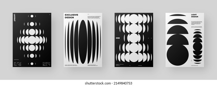 Abstract Posters Design kit. Vertical A4 format. Modern placard collection. Refraction and Distortion Glass Effect. Minimal vector illustration.