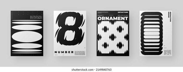 Resumen del kit de diseño de afiches. Formato vertical A4. Colección moderna de carteles. Efecto Refracción y Distorsión del Vaso. Ilustración vectorial mínima.