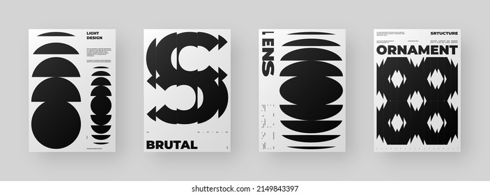 Abstraktes Posters Design Kit. Vertikales A4-Format. Moderne Plakatkollektion. Refraktion und Verzerrungswirkung des Glases. Minimale Vektorgrafik.