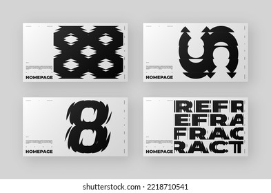 Abstract Posters Design kit. Vertical A4 format. Modern placard collection. Refraction and Distortion Glass Effect. Minimal vector illustration.