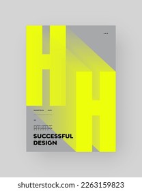 Abstract Posters Design. Vertical A4 format. Modern placard. Strict and discreet brochure. Blue letter, 3D type illusion.