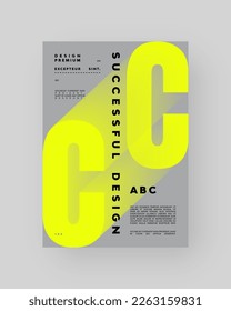 Abstract Posters Design. Vertical A4 format. Modern placard. Strict and discreet brochure. Blue letter, 3D type illusion.