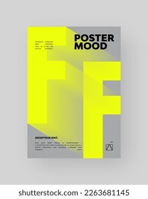 Abstract Posters Design. Vertical A4 format. Modern placard. Strict and discreet brochure. Blue letter, 3D type illusion.