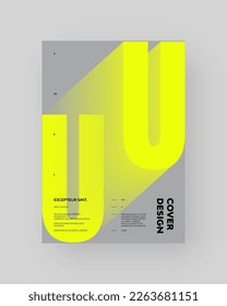 Abstract Posters Design. Vertical A4 format. Modern placard. Strict and discreet brochure. Blue letter, 3D type illusion.
