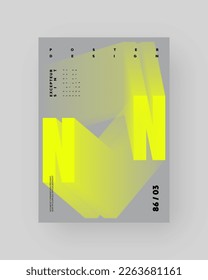 Diseño de afiches abstractos. Formato vertical A4. Cartel moderno. Folleto estricto y discreto. Letra azul, ilusión tipo 3D.