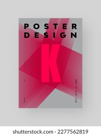 Abstract Posters Design. Vertical A4 format. Modern placard. Strict and discreet brochure. Red letter, 3D type composition.