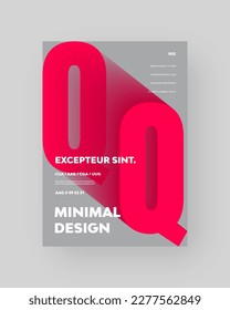 Abstract Posters Design. Vertical A4 format. Modern placard. Strict and discreet brochure. Red letter, 3D type composition.