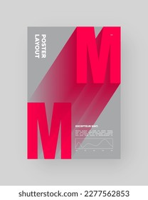 Abstract Posters Design. Vertical A4 format. Modern placard. Strict and discreet brochure. Red letter, 3D type composition.