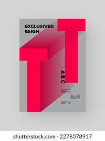 Abstract Posters Design. Vertical A4 format. Modern placard. Strict and discreet brochure. Red letter, 3D type composition.