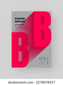 Abstract Posters Design. Vertical A4 format. Modern placard. Strict and discreet brochure. Red letter, 3D type composition.