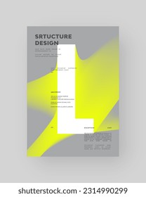 Abstract Posters Design. Vertical A4 format. Modern placard. Strict and discreet brochure. White yellow type composition