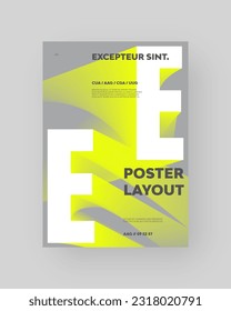 Abstract Posters Design. Vertical A4 format. Modern placard. Strict and discreet brochure. White yellow type composition