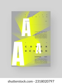 Diseño de afiches abstractos. Formato vertical A4. Cartel moderno. Folleto estricto y discreto. Composición de tipo amarillo blanco