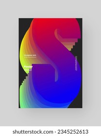 Diseño de afiches abstractos. Formato vertical A4. Cartel moderno. Folleto estricto y discreto. Composición de forma 3d colorida