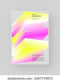 Diseño de afiches abstractos. Formato vertical A4. Cartel moderno. Folleto estricto y discreto. Composición de forma 3d colorida