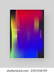Abstract Posters Design. Vertical A4 format. Modern placard. Strict and discreet brochure. Stretched pixels effect, colorful stripes, speed gradient.
