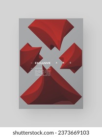 Abstract Posters Design. Vertical A4 format. Modern placard. Strict and discreet brochure. Colorful 3d form composition