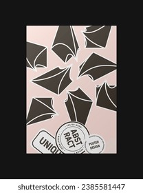 Abstract Posters Design. Vertical A4 format. Cartoon style. Flat design. Colorful form composition
