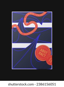 Abstract Posters Design. Vertical A4 format. Cartoon style. Retro, vintage design. Colorful form composition