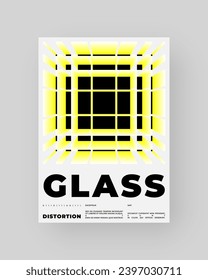Abstract Posters Design. Vertical A4 format. Modern placard. Refraction and Distortion Glass Effect. Minimal vector illustration.