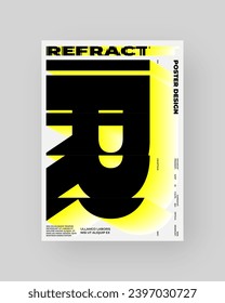 Abstract Posters Design. Vertical A4 format. Modern placard. Refraction and Distortion Glass Effect. Minimal vector illustration.
