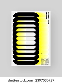 Diseño de afiches abstractos. Formato vertical A4. Cartel moderno. Efecto Refracción y Distorsión del Vaso. Ilustración vectorial mínima.