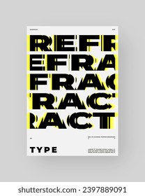 Diseño de afiches abstractos. Formato vertical A4. Cartel moderno. Efecto Refracción y Distorsión del Vaso. Ilustración vectorial mínima.