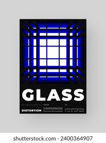 Diseño de afiches abstractos. Formato vertical A4. Cartel moderno. Efecto Refracción y Distorsión del Vaso. Ilustración vectorial mínima.