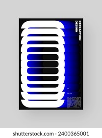 Diseño de afiches abstractos. Formato vertical A4. Cartel moderno. Efecto Refracción y Distorsión del Vaso. Ilustración vectorial mínima.