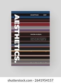Abstract Posters Design. Vertical A4 format. Modern placard. Strict and discreet brochure. Stretched pixels effect, colorful stripes, speed gradient.