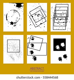 Abstract posters with geometric shapes, blobs, paw prints cat. Graphic design. Vector illustration eps 10.