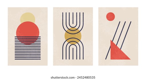 Abstract posters with geometric shapes. Collection of vector illustration for poster, cover, card, invitation, flyer, brochure or banner design.
