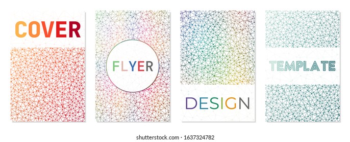 Abstract posters set. Can be used as cover, banner, flyer, poster, business card, brochure. Appealing geometric background collection. Elegant vector illustration.