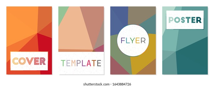 Abstract posters set. Can be used as cover, banner, flyer, poster, business card, brochure. Charming geometric background collection. Modern vector illustration.