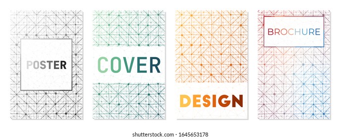 Abstract posters set. Can be used as cover, banner, flyer, poster, business card, brochure. Authentic geometric background collection. Beautiful vector illustration.