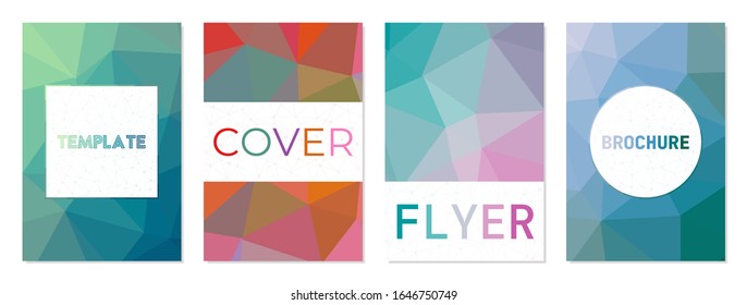 Afiches abstractos puestos. Se puede utilizar como portada, banner, volante, afiche, tarjeta de visita, folleto. Impresionante colección de fondo geométrico. Ilustración vectorial creativa.