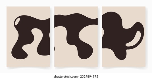 Abstract posters set. Contemporary Matisse organic shapes decorative element. Vector art print, wall decor.